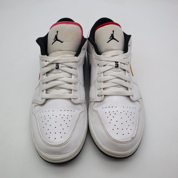 Nike Air Jordan 1 Low Men\'s 10.5 \'Multi-color Swoosh\' White Sneakers CW7009-100 main image 8